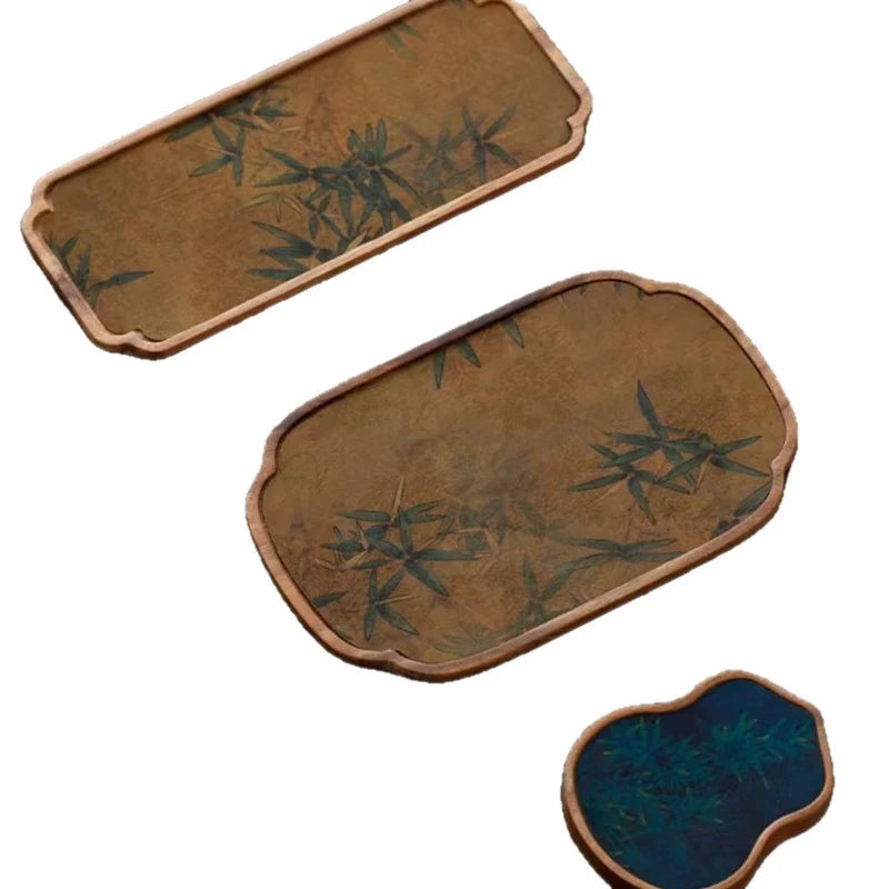 Walnut Tea Tray | Chinese Style Cloud Gauze Tea Mat & Set