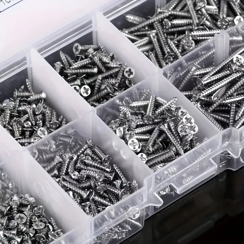 560pcs M2 Carbon Steel Phillips & Flat Head Screws Assortment