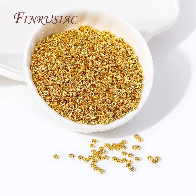 3mm 18K Gold Plated Brass Corrugated Spacer Beads | DIY Jewelry