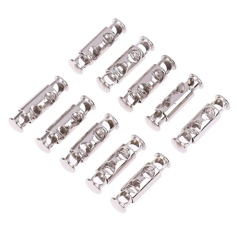 10Pcs Double Hole Metal Spring Buckles – Elastic Cord Locks