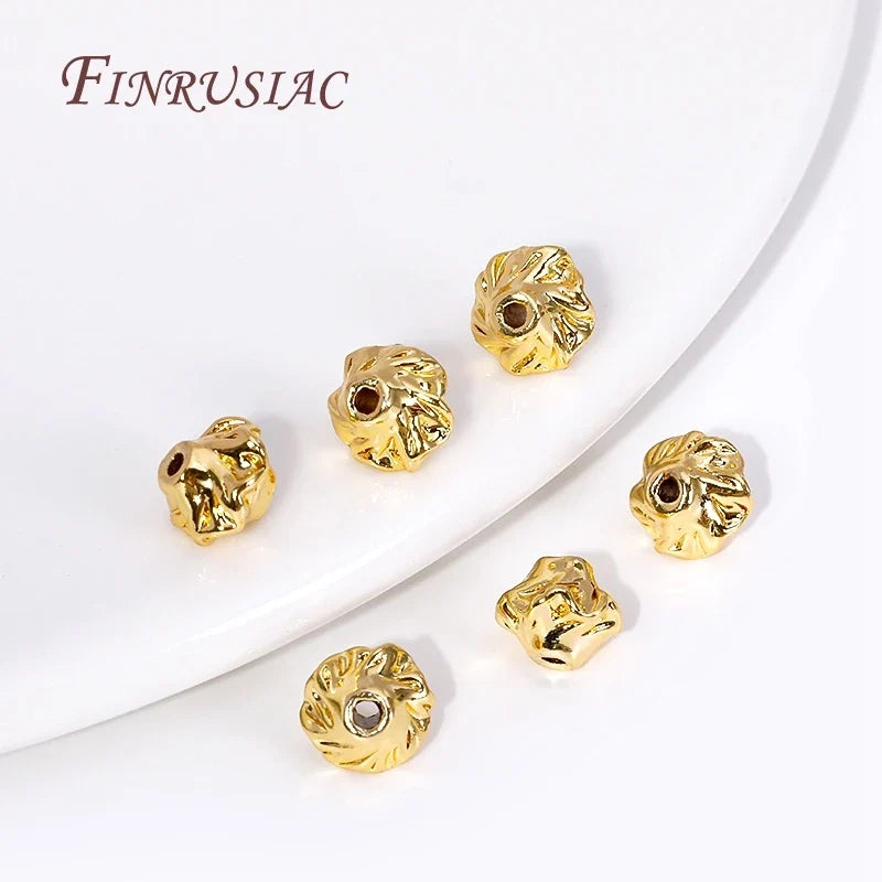 18K Gold Plated Flower Spacer Beads | Brass DIY Jewelry Making