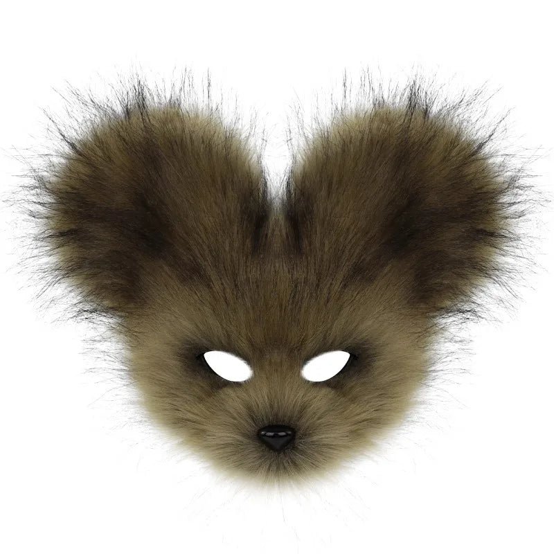 Faux Fur Mouse Mask – Halloween Carnival Costume Prop