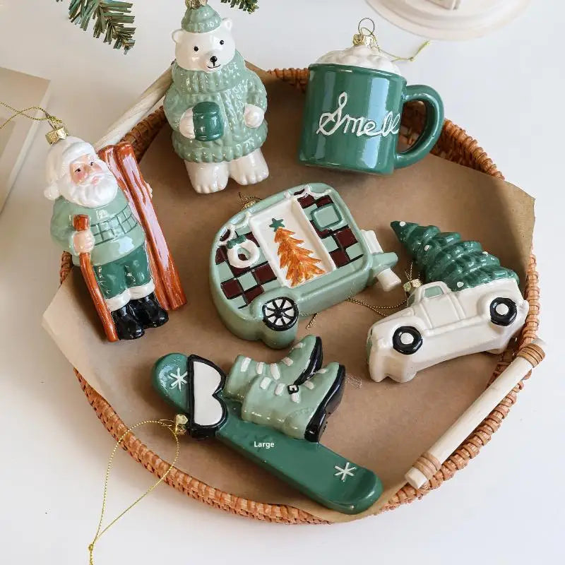 Christmas Hanging Ornaments – Santa, Bear & Car Tree Pendants
