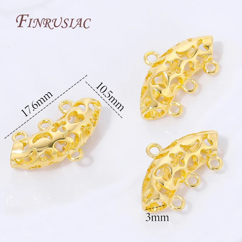 18K Gold Plated 3-Ring Curved Tube Bails | DIY Jewelry Connectors