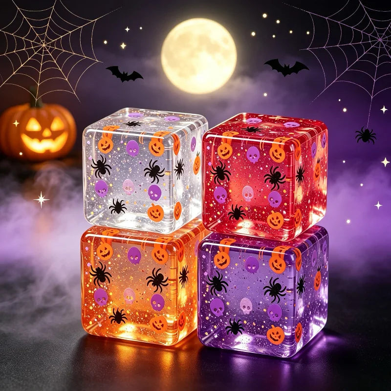 Halloween Squishy Ice Cube Toy – Pumpkin & Spider Fidget