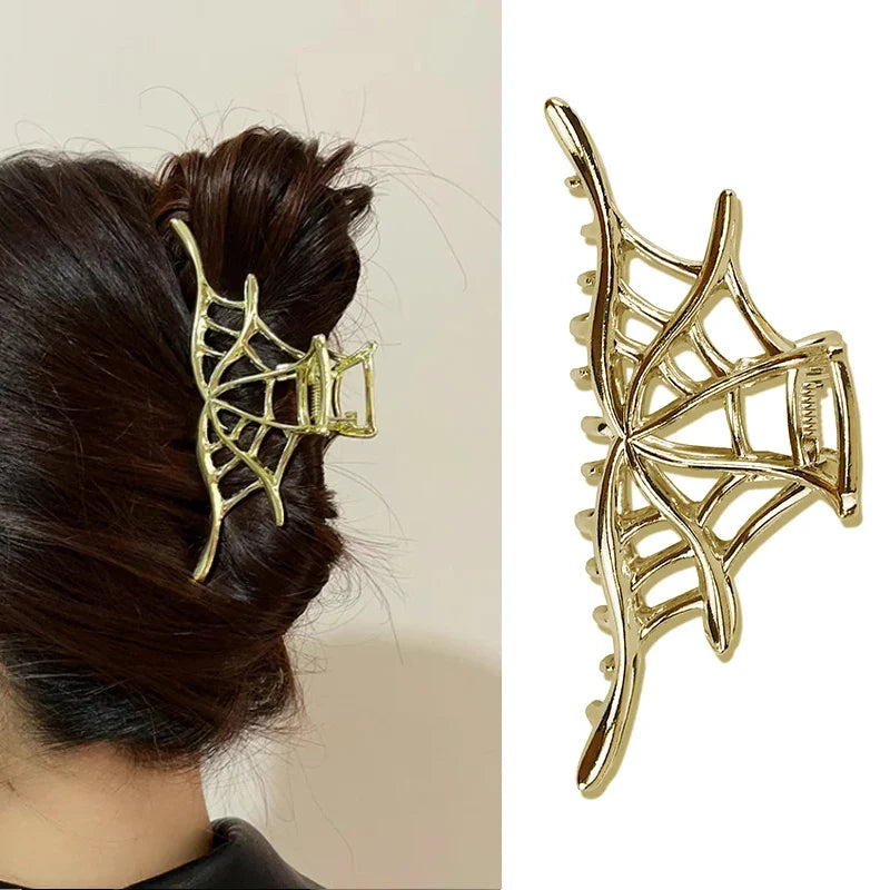 Metal Geometric Hair Claw Clips – Gold & Silver for Women