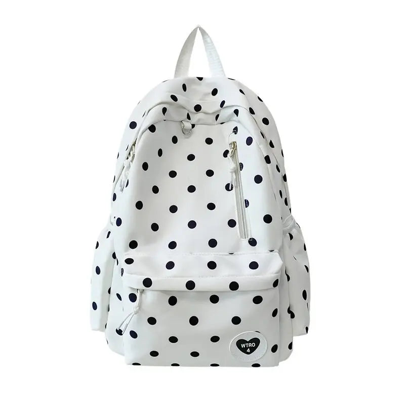 Korean Polka Dot Backpack for Girls – Lightweight School Bag
