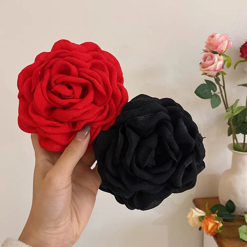 Rose Flower Hair Claw Clip – Elegant Shark Clip for Women