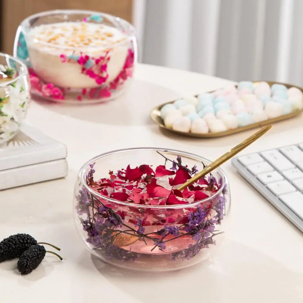 300ml Double-Walled Borosilicate Glass Bowl – Dried Flowers