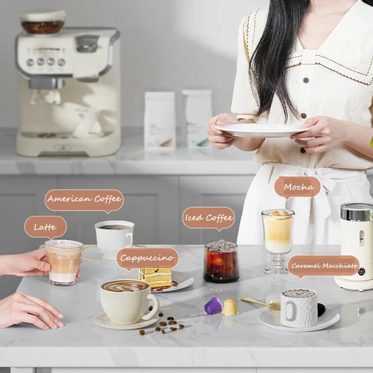 DUTRIEUX 6-in-1 Multi-Capsule Espresso Maker with Grinder