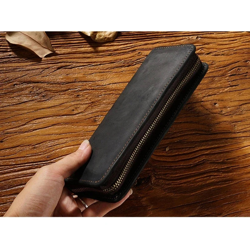 ZHUTING Retro Leather Pencil Case | Compact Pen Bag Gift
