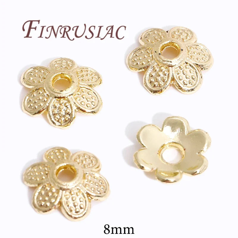 18K/14K Gold Plated Flower Bead Caps – DIY Jewelry Spacers