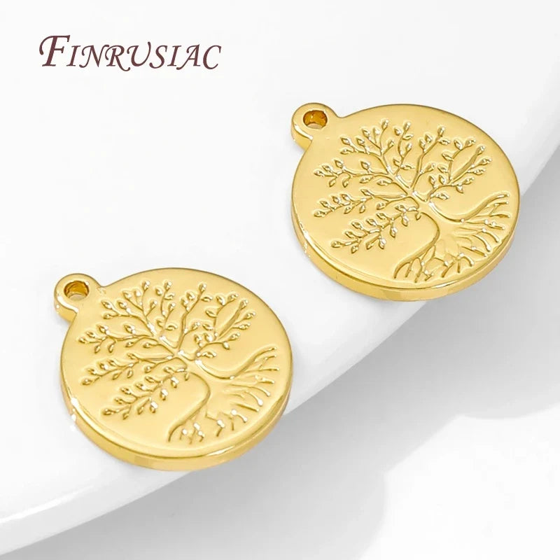 18K Gold Plated Tree of Life Charm Pendant – DIY Jewelry