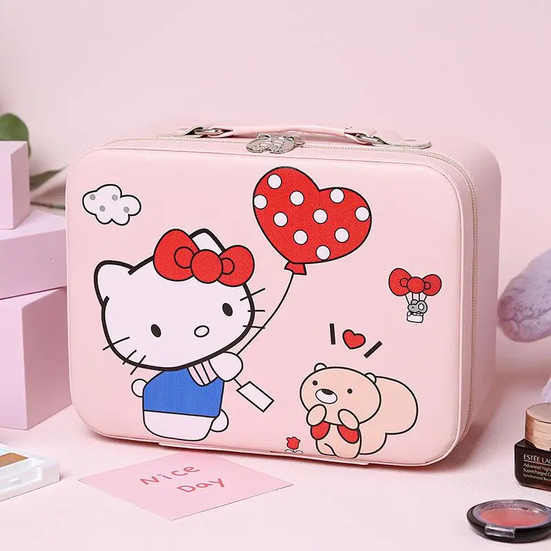 Sanrio Kawaii Large Makeup Bag with Mirror | Hello Kitty Kuromi