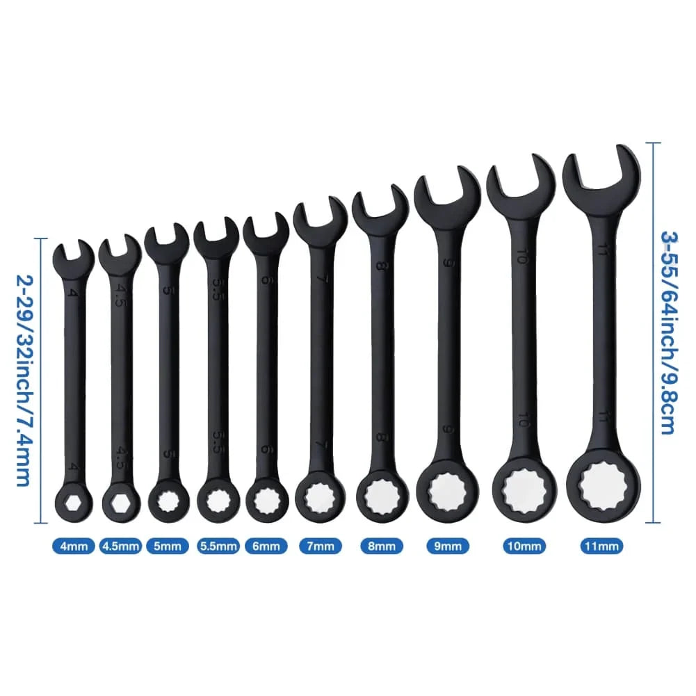 10PC Dual-Use Ratchet Open-End Wrench Set | Carbon Steel