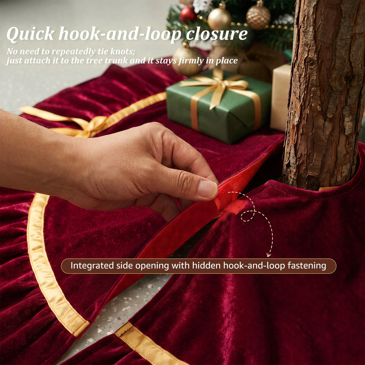 Large 84" Ruffled Velvet Christmas Tree Skirt – Indoor & Outdoor