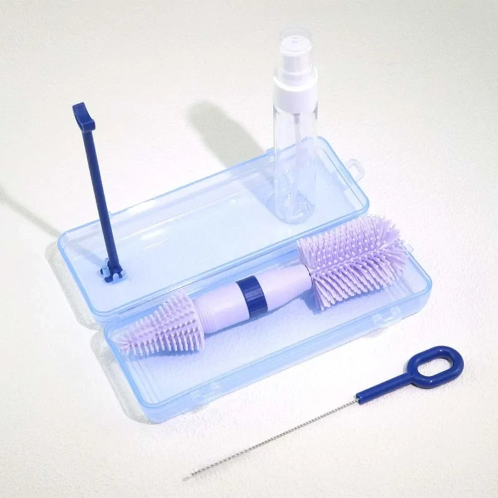 Silicone Bottle Cleaning Brush Set – 360° Rotating & Storage Box