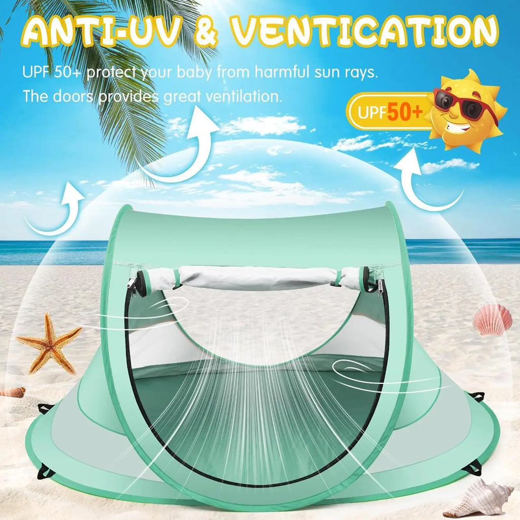 Toddler Pop-Up Beach Tent UPF 50+ Baby Sun Shade Dome | Green