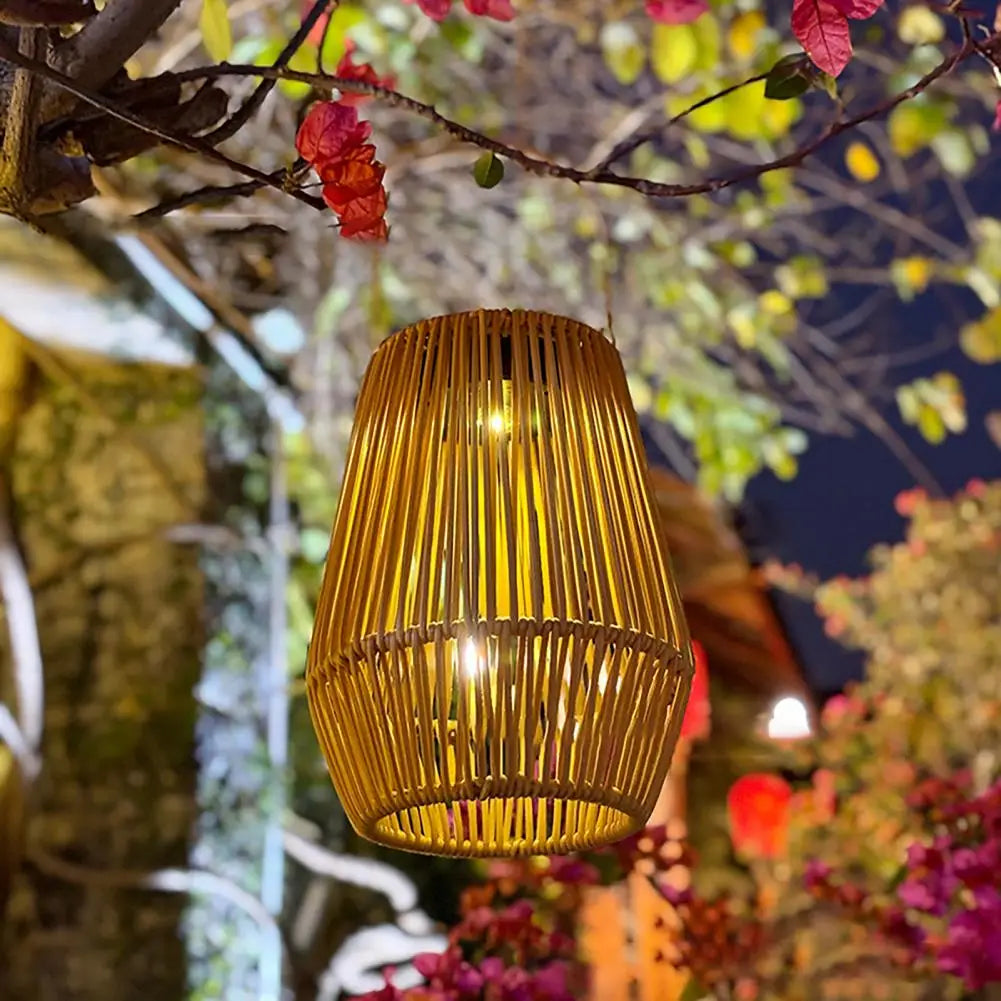 Woven Solar Lantern – Auto On/Off Outdoor Hanging Light