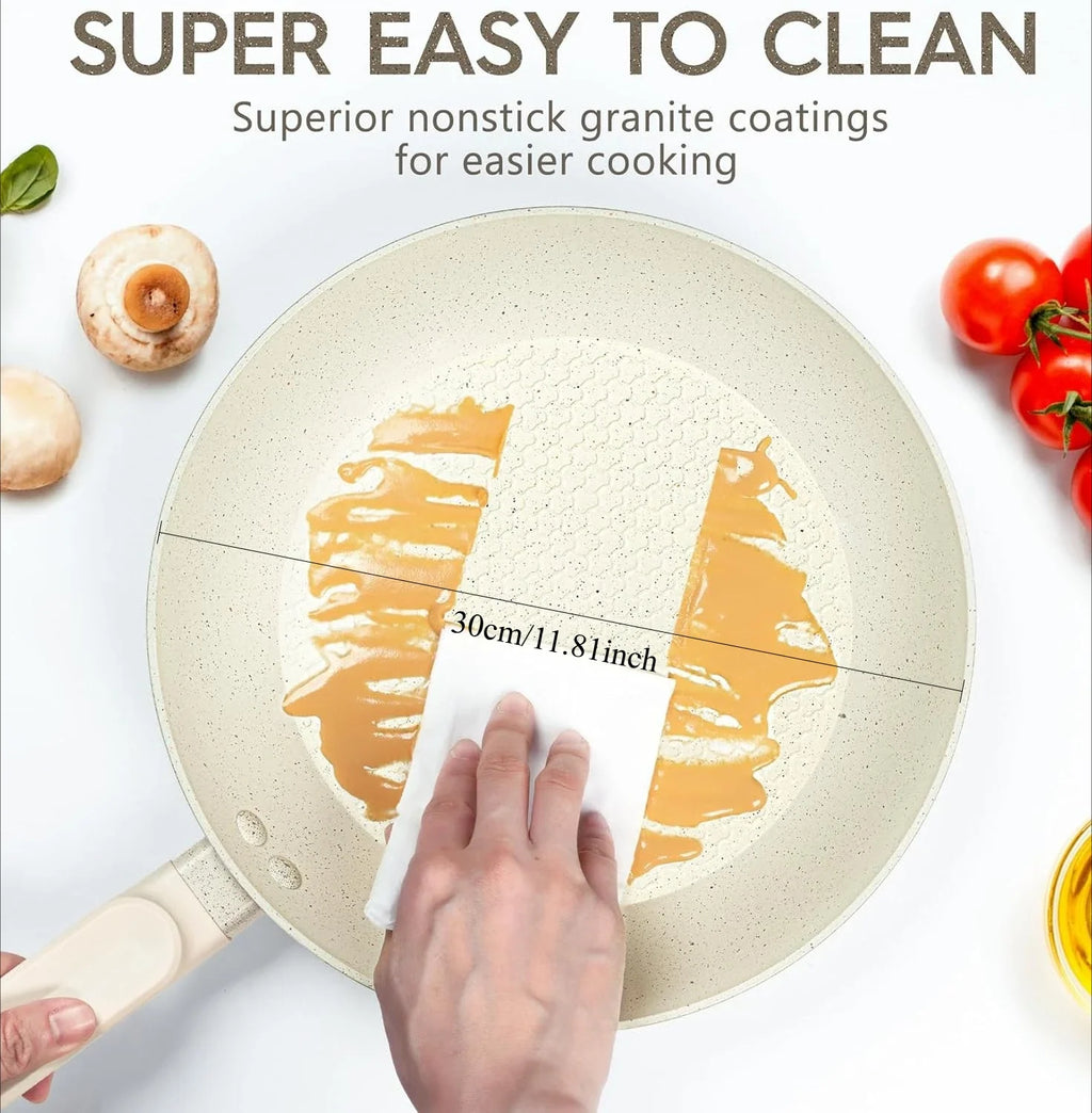 MICHELANGELO 30cm Granite Non-Stick Frying Pan with Lid