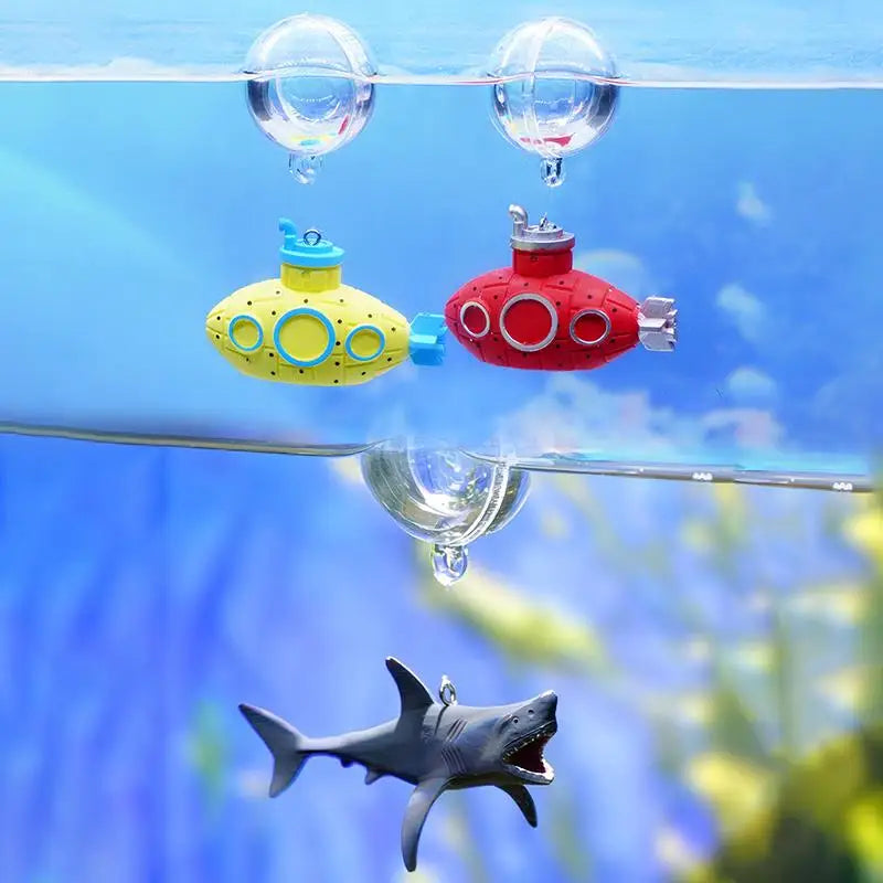 Floating Shark & Submarine Fish Tank Decorations – PVC Ornaments