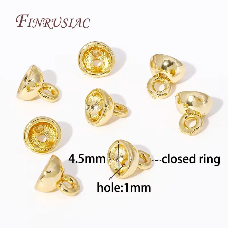 18K Gold Plated Crimp Beads & End Covers – 10/20 Pcs DIY