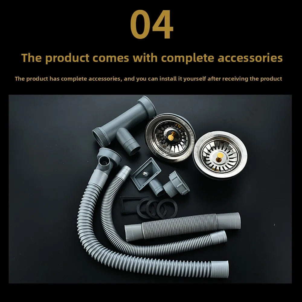 Stainless Steel Kitchen Sink Drain Pipe Set – Single/Double Slot