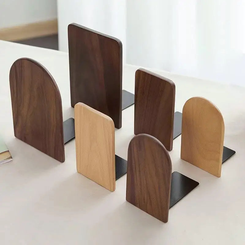 Walnut Wood Bookend Desktop Book Stand – Home Office Organizer