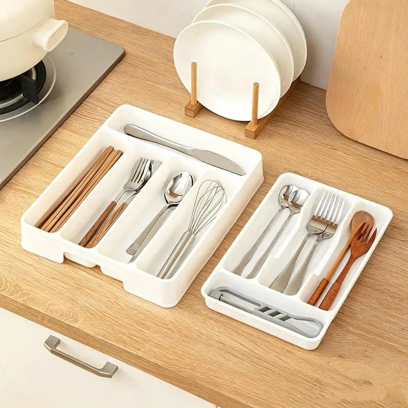 BPA-Free Stackable Cutlery Organizer | Multi-Compartment Kitchen Tray