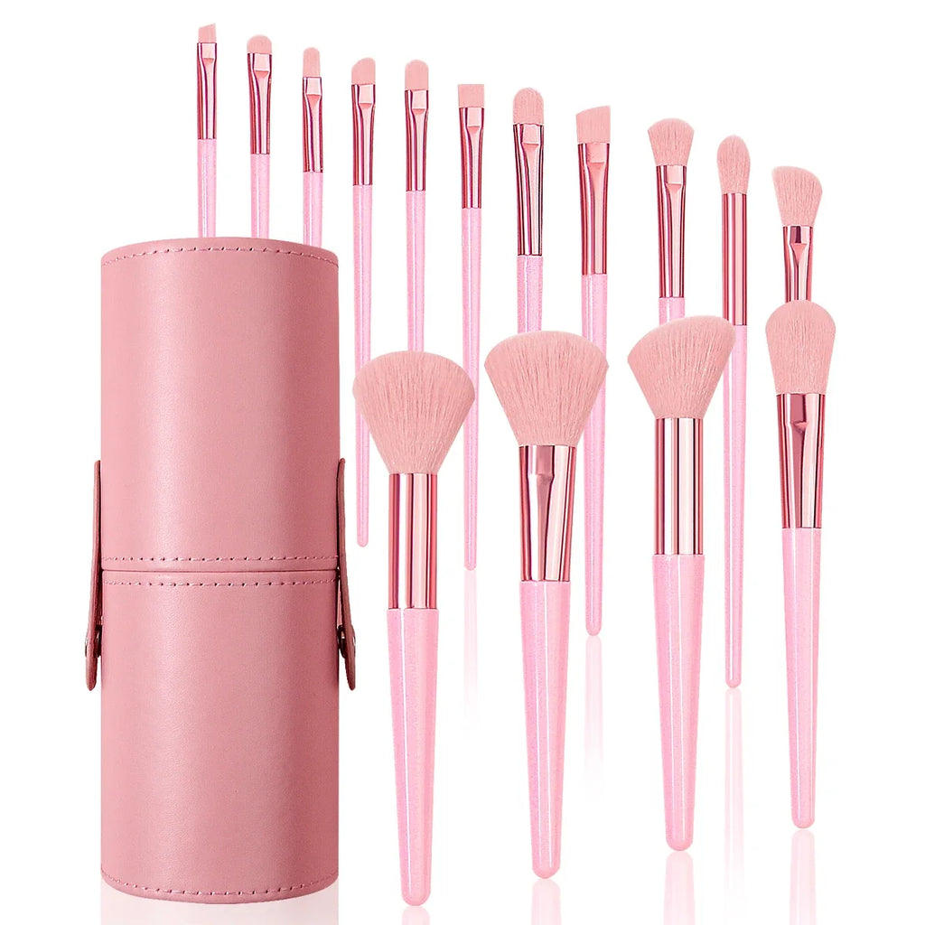 15-Piece Pink Makeup Brush Set with Storage Barrel | Nixie