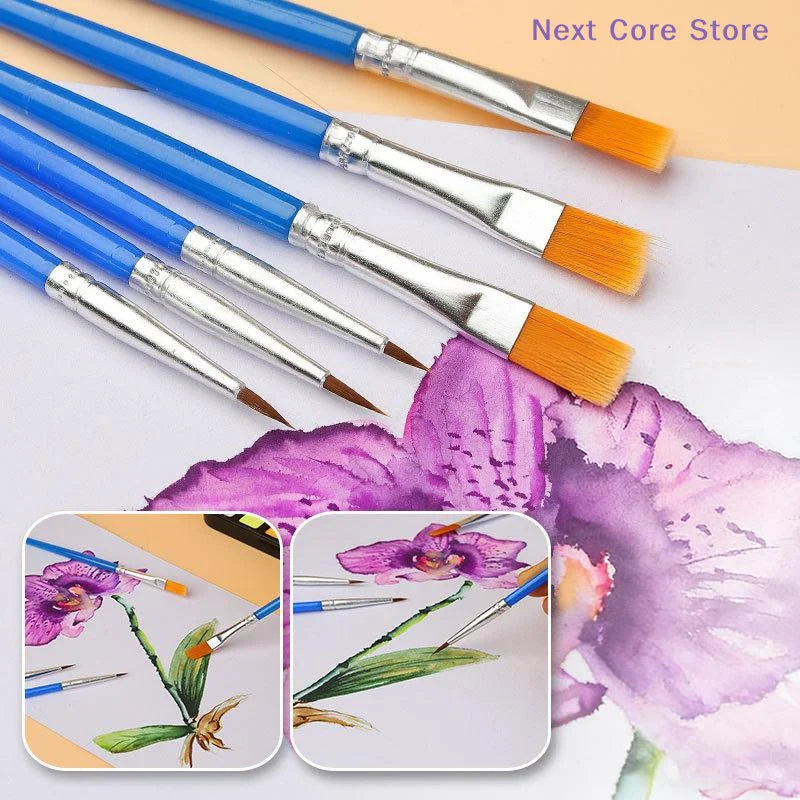 Nylon Paint Brush Set 30–110 Pcs | Round & Flat Art Brushes