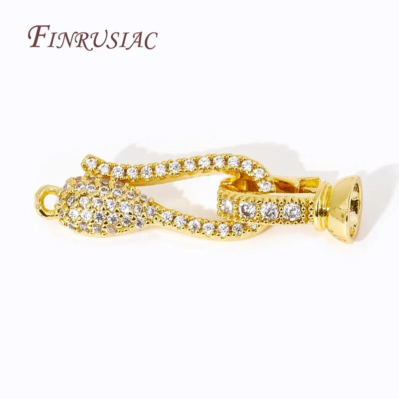 18K Gold Plated Zircon Connector Lock Clasp | DIY Jewelry