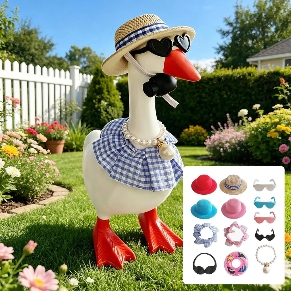 Summer Desk Goose Outfit Set – Mini Figurine Costume Accessories