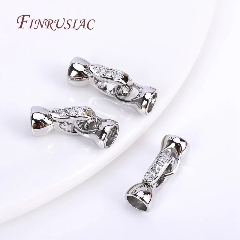 18K Gold Plated Zircon Lock Clasp for DIY Jewelry Making