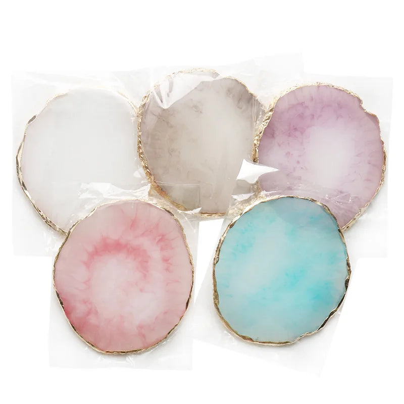 Round Resin Onyx Stone Nail Palette & Gel Polish Mixing Tray