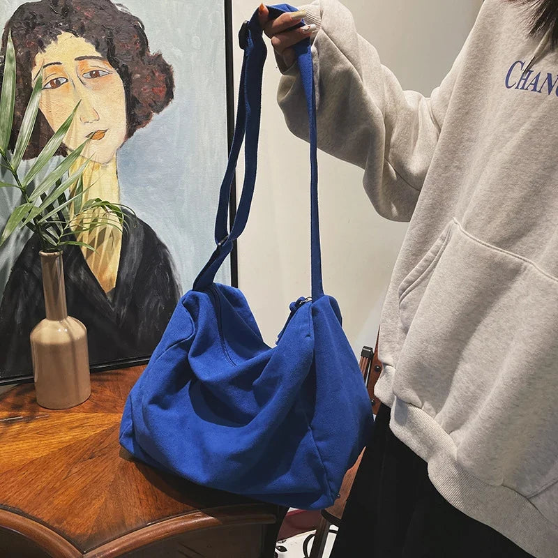 Klein Blue Large Capacity Canvas Shoulder & Crossbody Bag