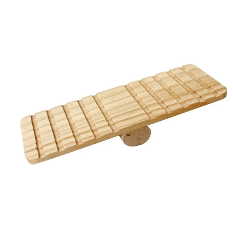 Wooden Hamster Seesaw Bridge Toy – Ladder & Hammock for Pets