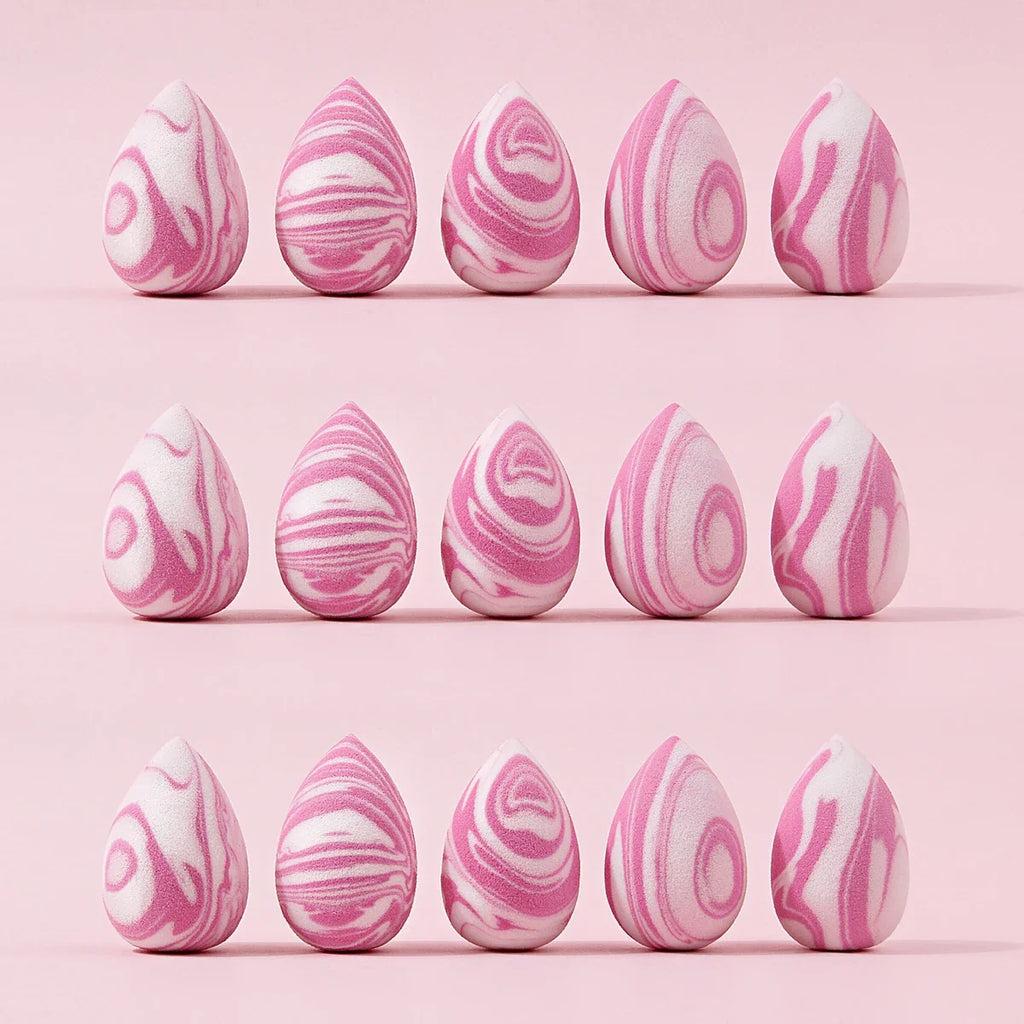 15Pcs Mini Marble Makeup Sponges – Dry & Wet Cosmetic Puffs