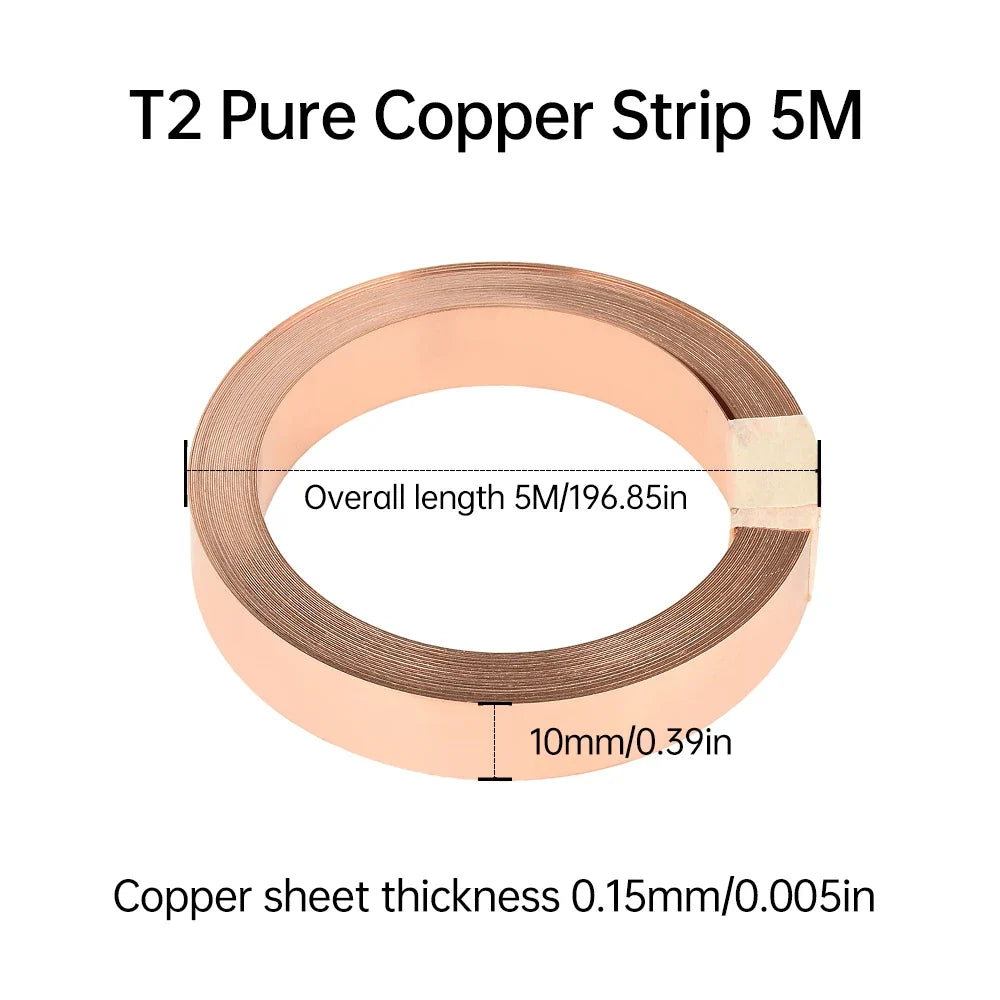 T2 Pure Copper Strip for 18650 21700 Battery Spot Welding | 5m–10m