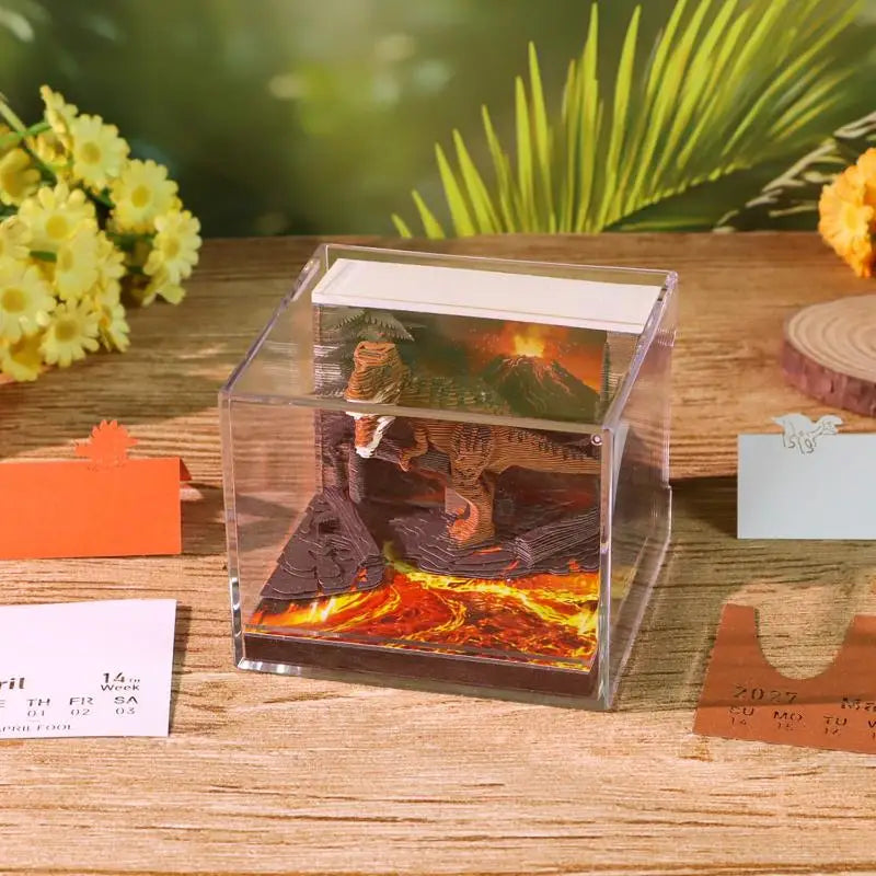 2027 LED Desk Calendar – 3D Paper Carving Art Tear-Away Notepad