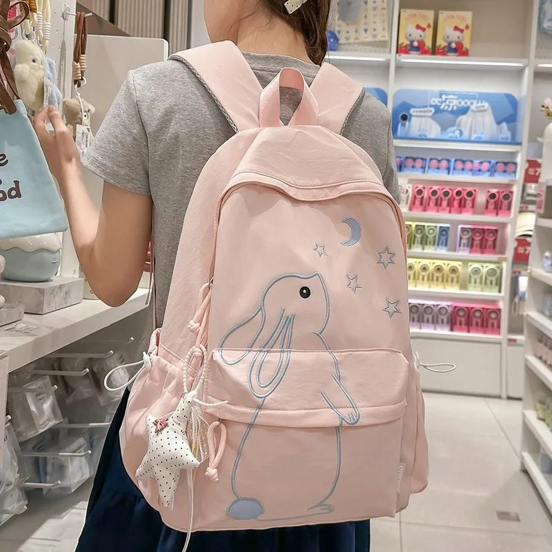 Embroidered Floppy Ear Bunny Kawaii Backpack – Light Blue