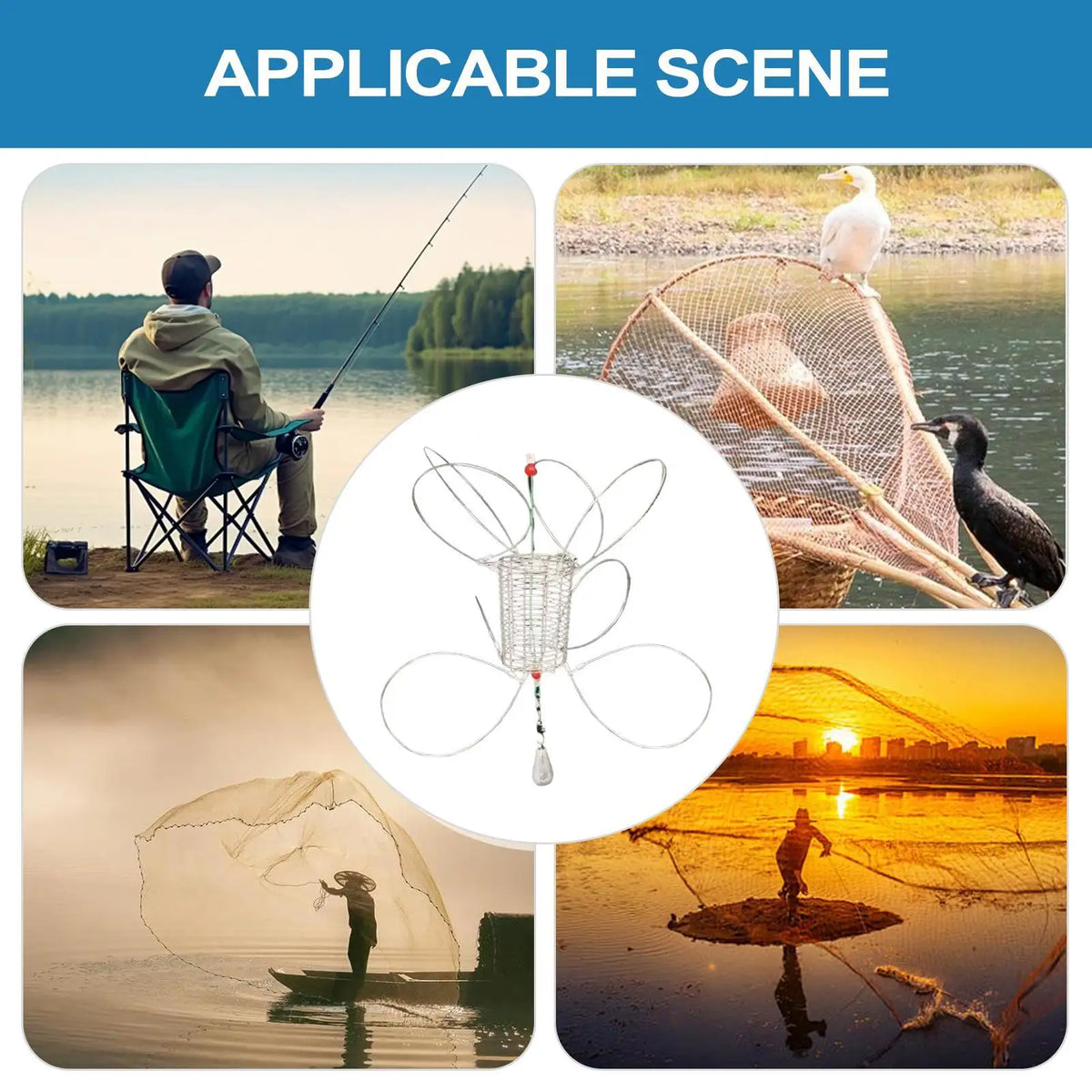 Stainless Steel Crab Snare Trap – Fishing Rod Cage Net