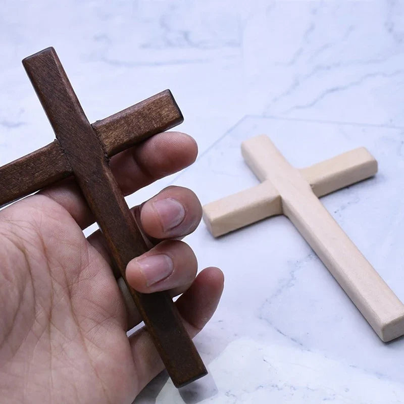 Wooden Wall Cross 12cm Hanging Crucifix – 2 Colors