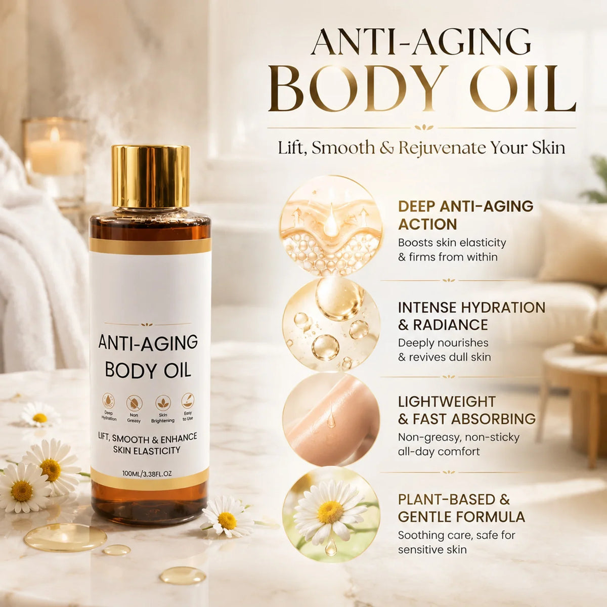 Firming Body Oil – Lightweight Hydrating Moisturizer for Dry Skin