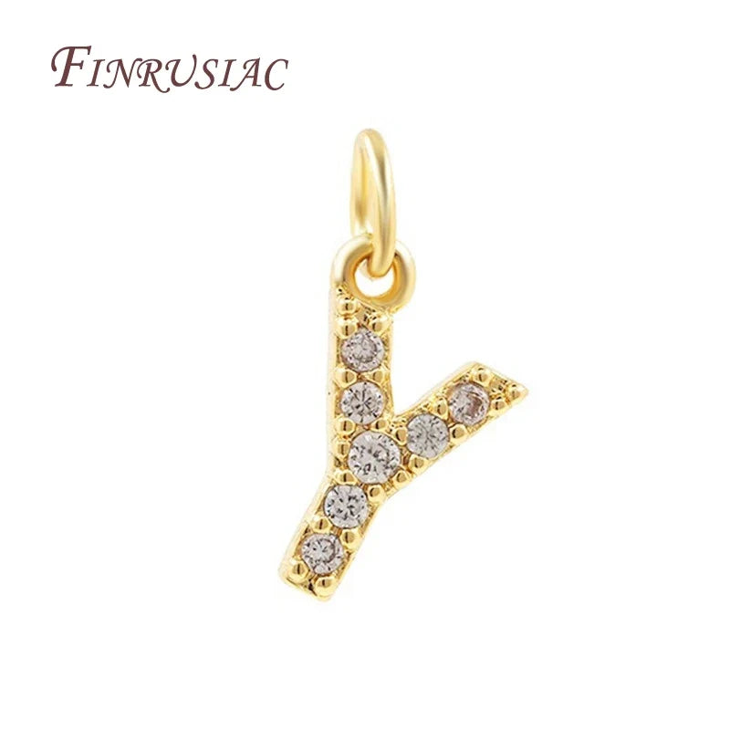18K Gold Plated Zircon Letter Pendants A-Z Alphabet Charms