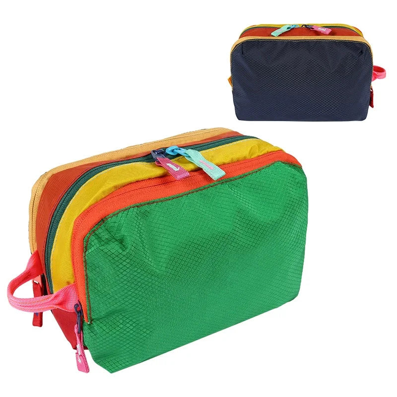Waterproof Nylon Makeup Bag | Multi-Pocket Color Block Pouch