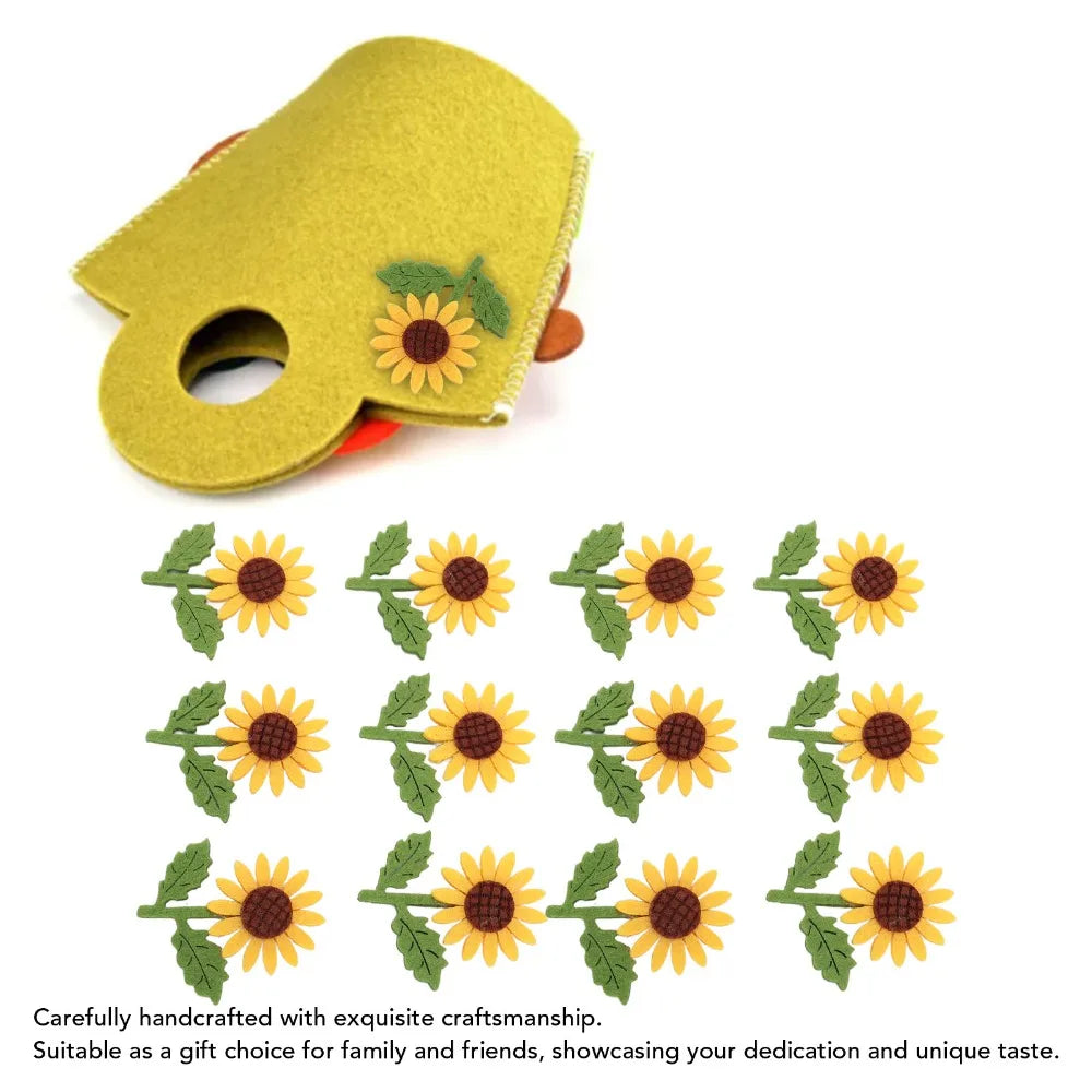 18pcs 3D Sunflower Felt Patches for DIY Sewing & Crafts