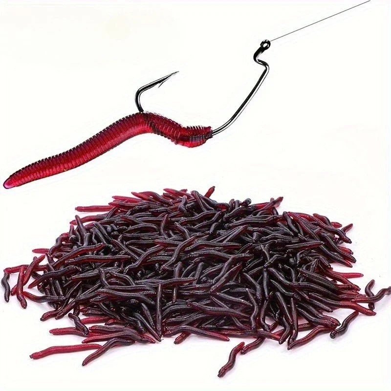 50pcs Silicone Worm Soft Fishing Bait 3.5cm Scented Lures