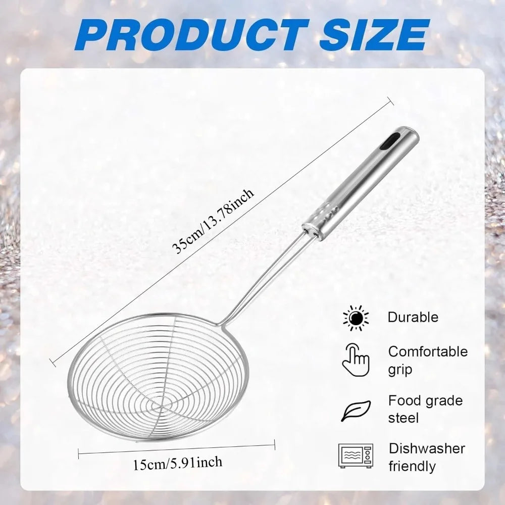 Stainless Steel Spider Strainer Skimmer Spoon for Frying & Cooking