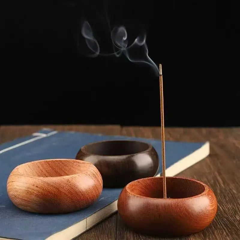Black Walnut Round Incense Burner & Agarwood Tray Holder